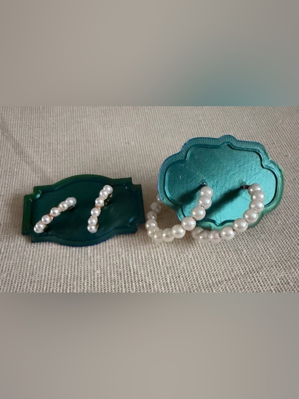 Pearl Hoop Earrings Set - White Pearls